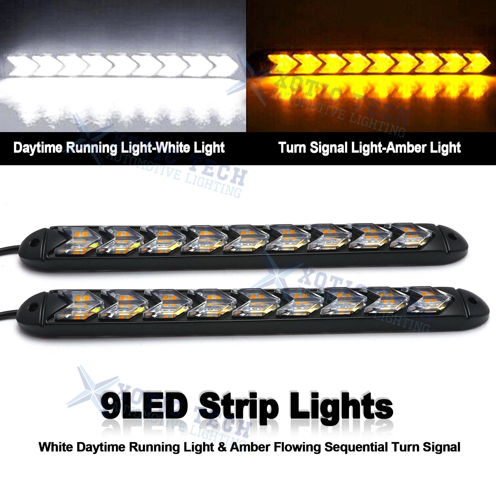 Switchback Flowing LED Amber White Arrow Flasher for DRL Turn Signal Light (-)