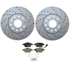Front Brake Kit 288mm Drilled Rotors & Bosch Pads for A3 Q Beetle Jetta (2006–2013)