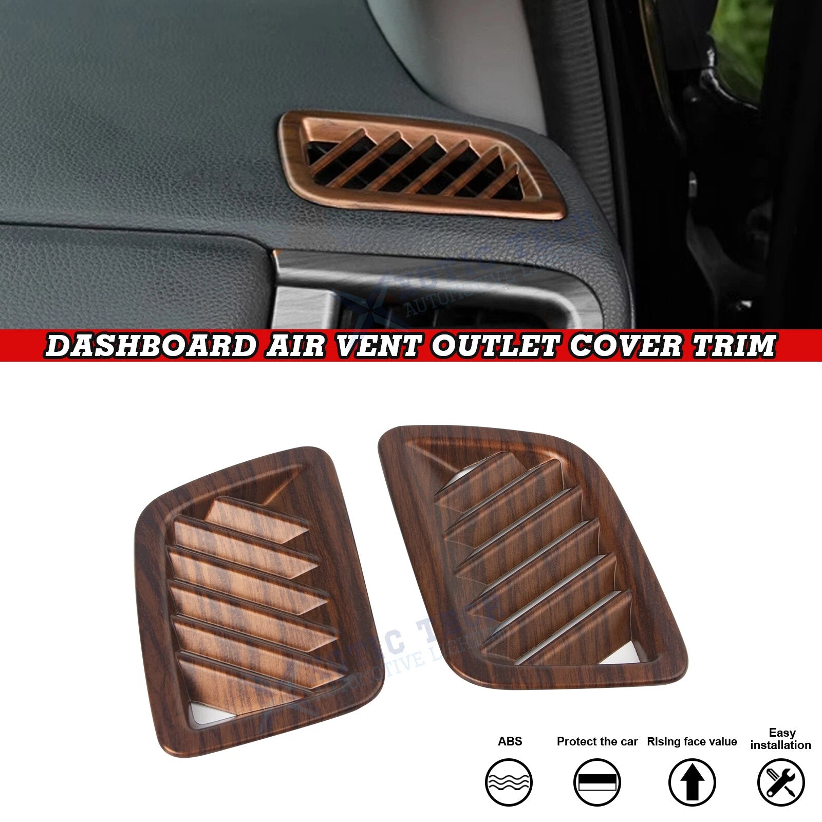 Peach Wood Pattern Dashboard AC Vent Outlet Frame Cover for Honda CR-V (2017–2022)