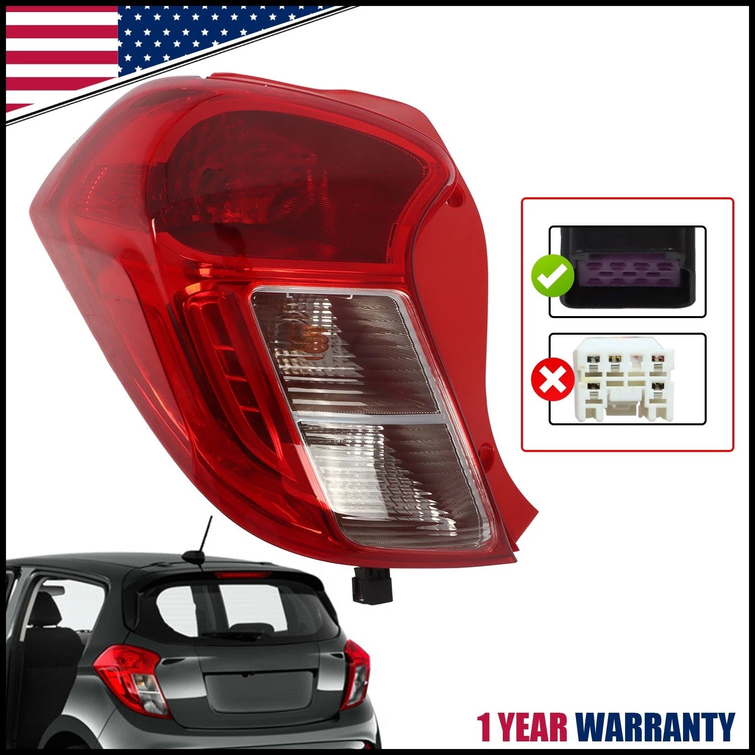 Tail Light Brake Lamp Left Driver Side for Chevy Spark (2016–2022)