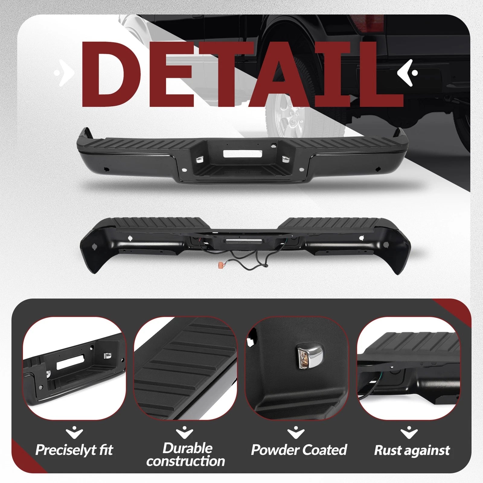 Rear Step Bumper Assembly for Ford F-150 (2006–2008) with Sensor Holes