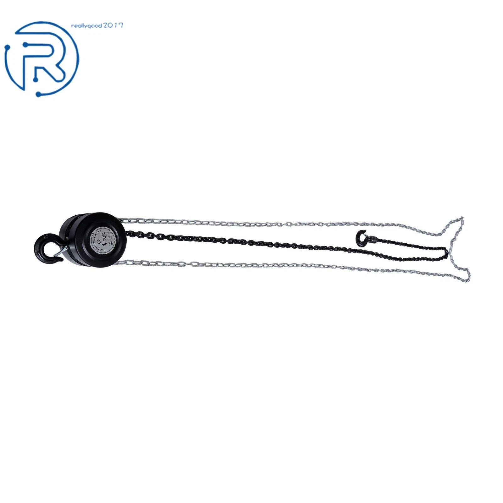 1 Ton Manual Chain Hoist for (10' Lift, 2 Hooks)