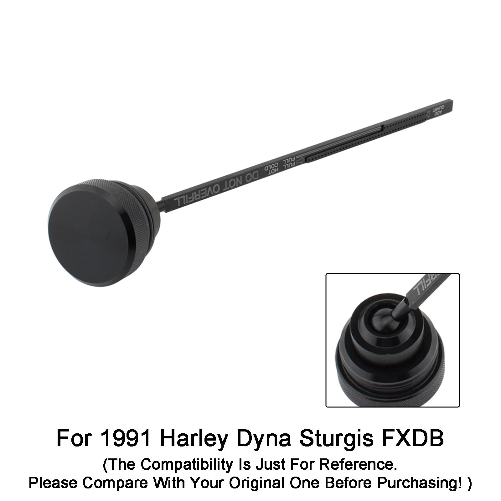 Oil Dipstick Tank Cap Plug 0710-0001 for Dyna Wide Glide FXDL (1991–1998) Black