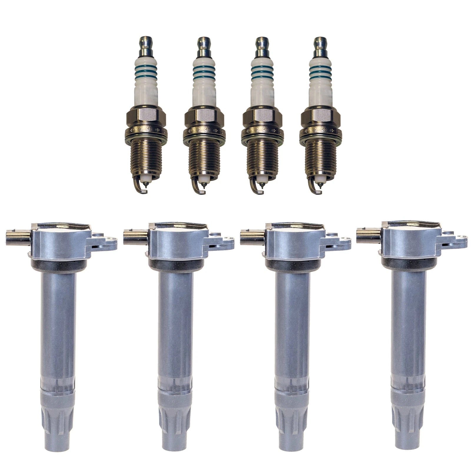 Set of 4 Denso Ignition Coils & Iridium Spark Plugs for Dodge Chrysler Jeep