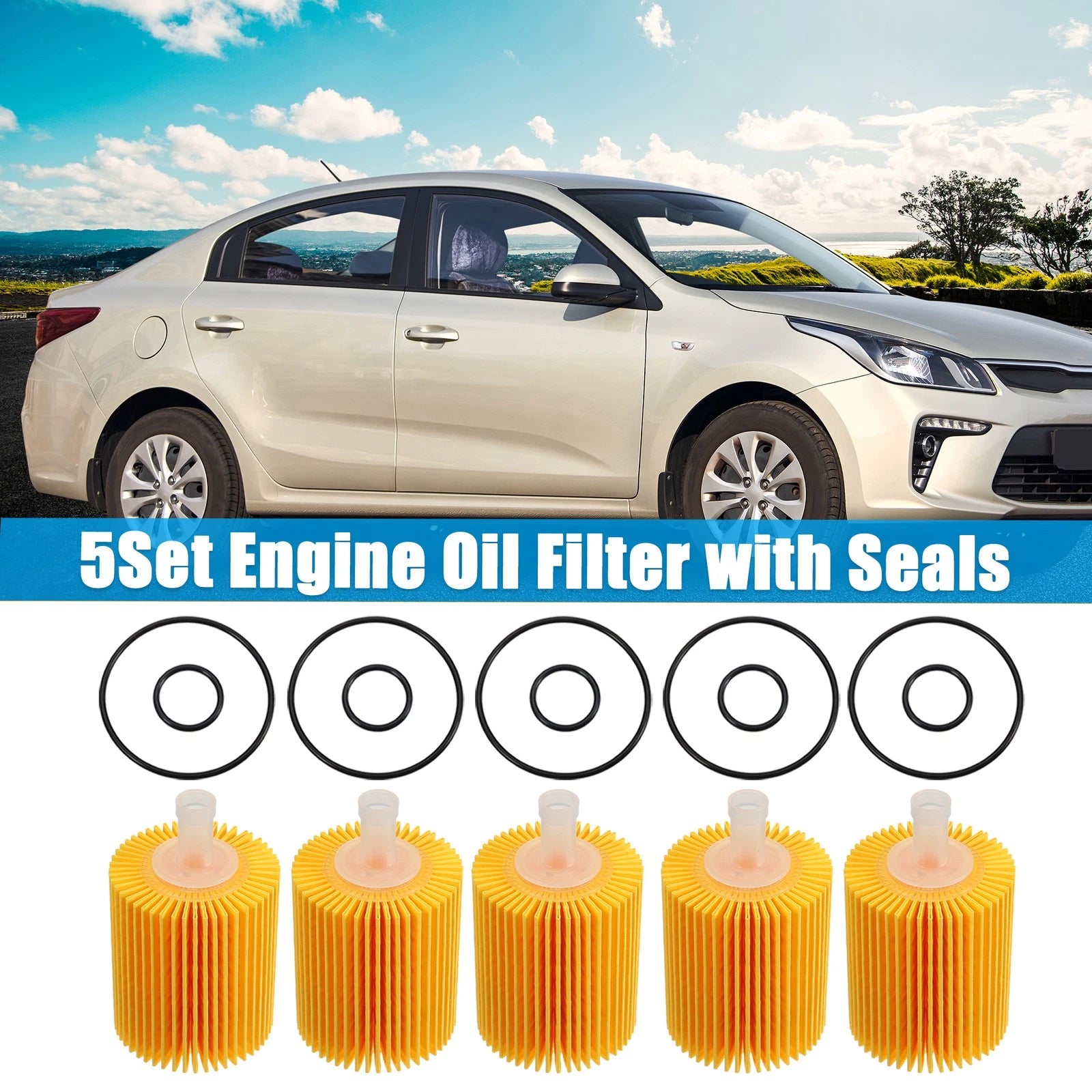 Set of 5 Engine Oil Filters 04152-YZZA5 04152-38010 04152-0R010 for Toyota Tundra 