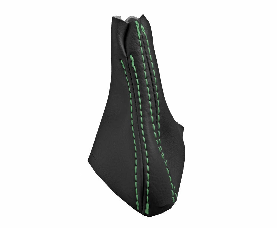 Leather Automatic Shift Boot Cover for Volvo XC90 (2003–2014) Black Green Stitch