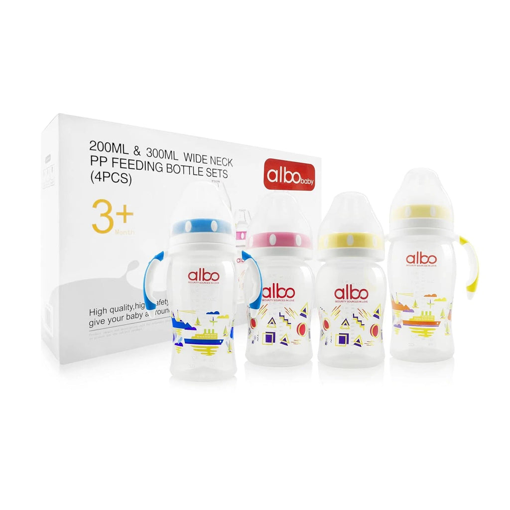 Set of 2 Albo ARC Anti-Colic Baby Bottles 8oz & 10oz with Handle