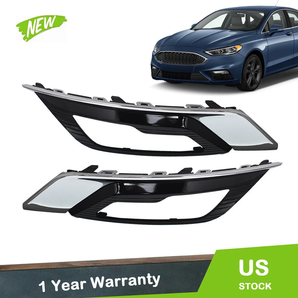 Set of 2 Front Bumper Fog Light Lamp Covers for Ford Fusion (2017–2018)