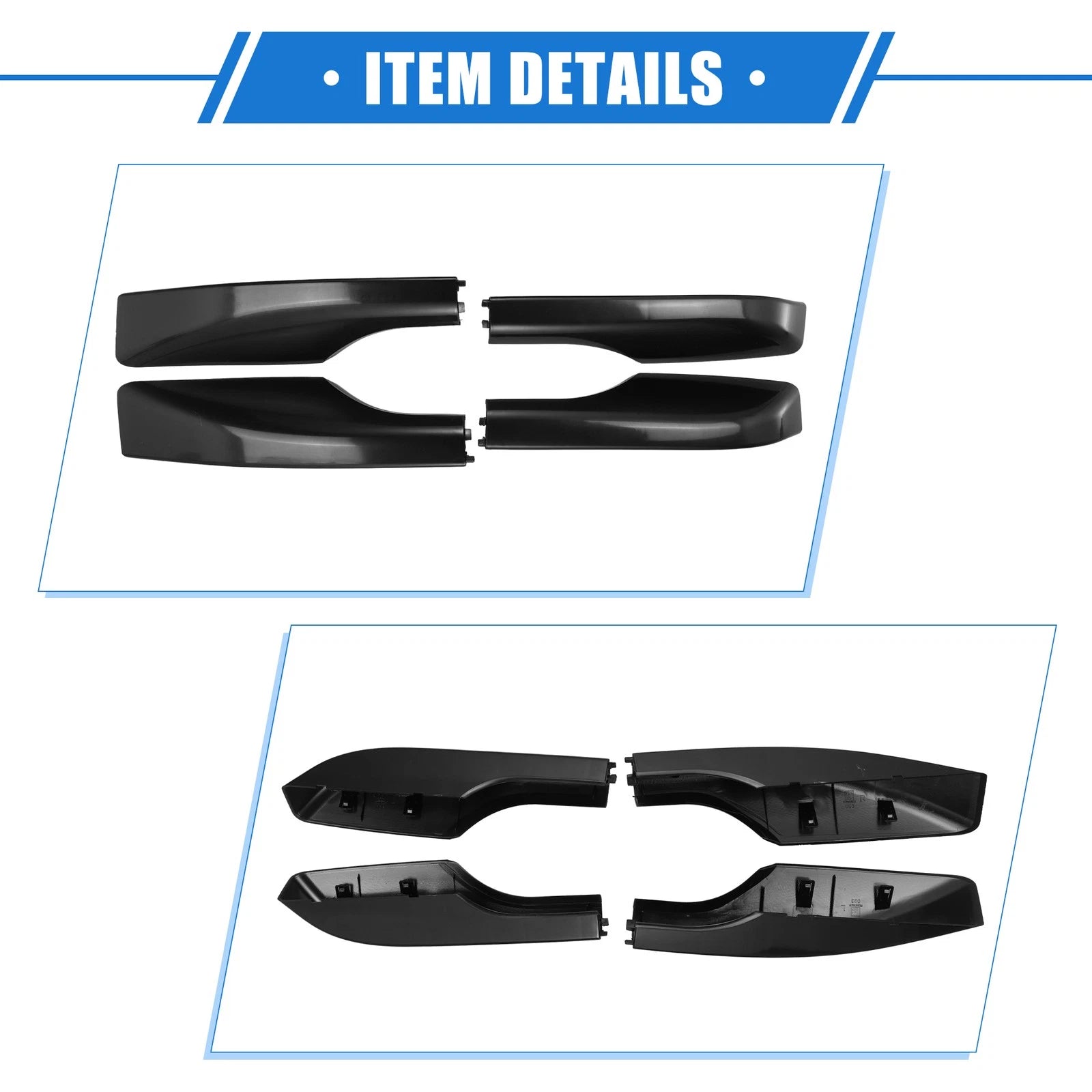 Set of 4 Roof Rack Side Rails End Covers for Toyota Land Cruiser (2008–2021) Black