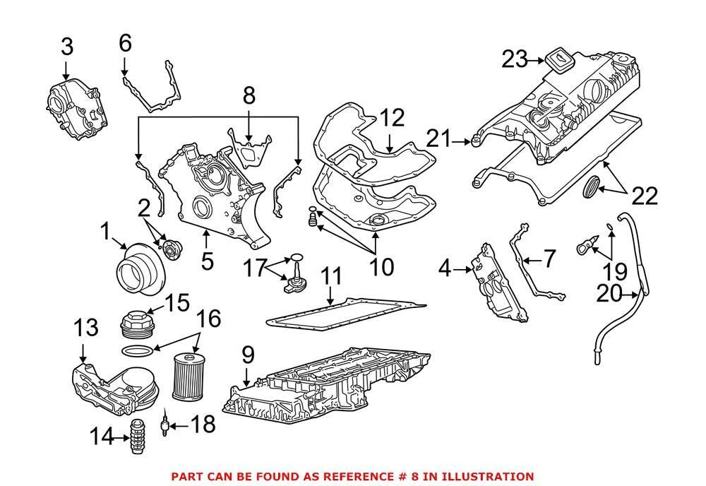 Set of 2 Engine Timing Cover Gaskets for BMW 760i 760Li (2003–2008)
