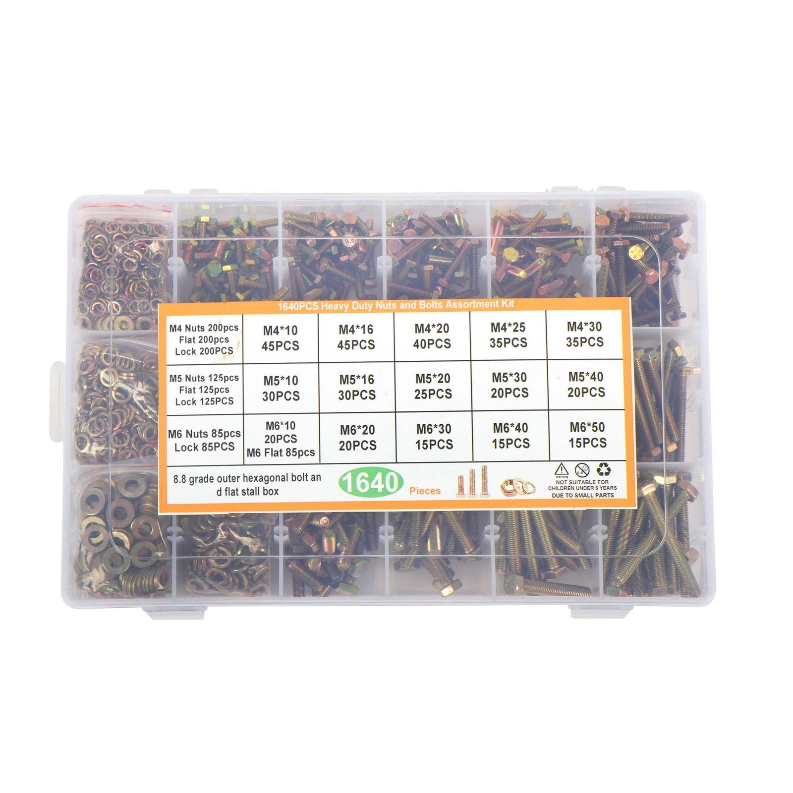Set of 1640 Heavy Duty Bolts and Nuts with Washers for Various Models