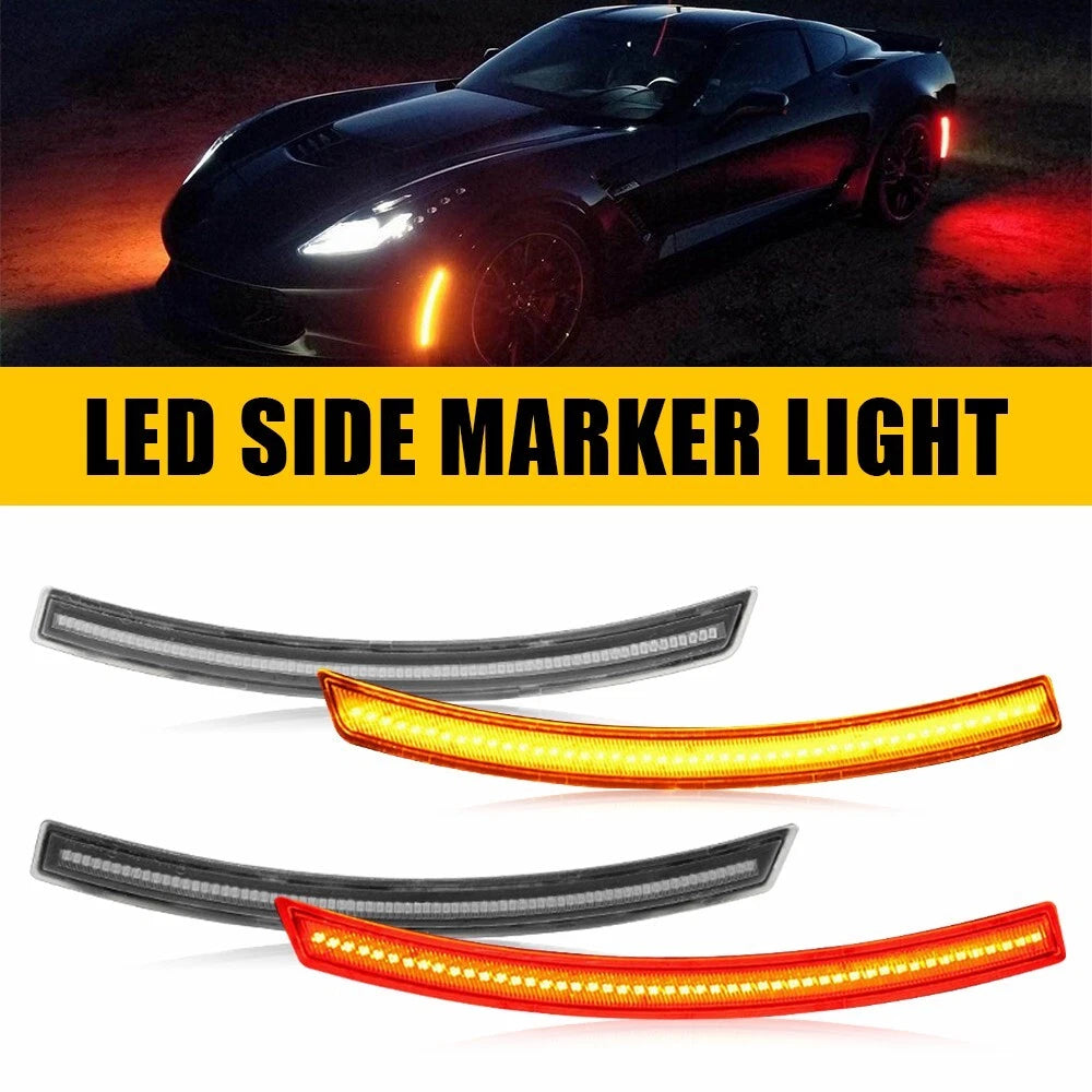 Set of 4 Full LED Turn Signal Side Marker Lights for Chevy Corvette C7 (2014–2019)