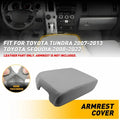 Leather Armrest Console Cover for Toyota Tundra (2007–2013), Sequoia (2008–2022) Gray