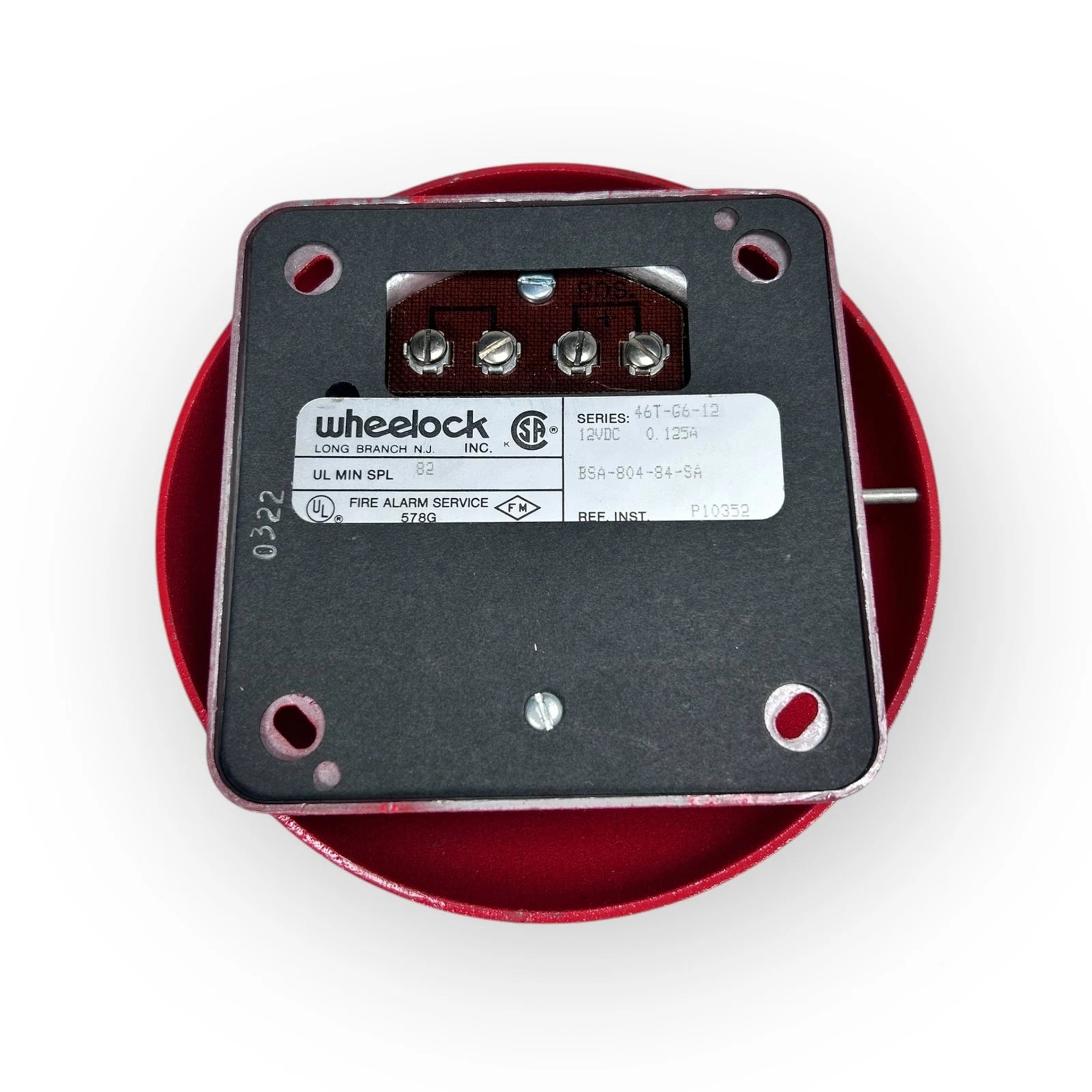 Vibrating Fire Alarm 12V for Wheelock 46T-G6-12-R (Indoor/Outdoor)
