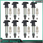 Set of 8 Ignition Coils & Spark Plugs for Buick Lucerne Cadillac DTS (2007–2011)
