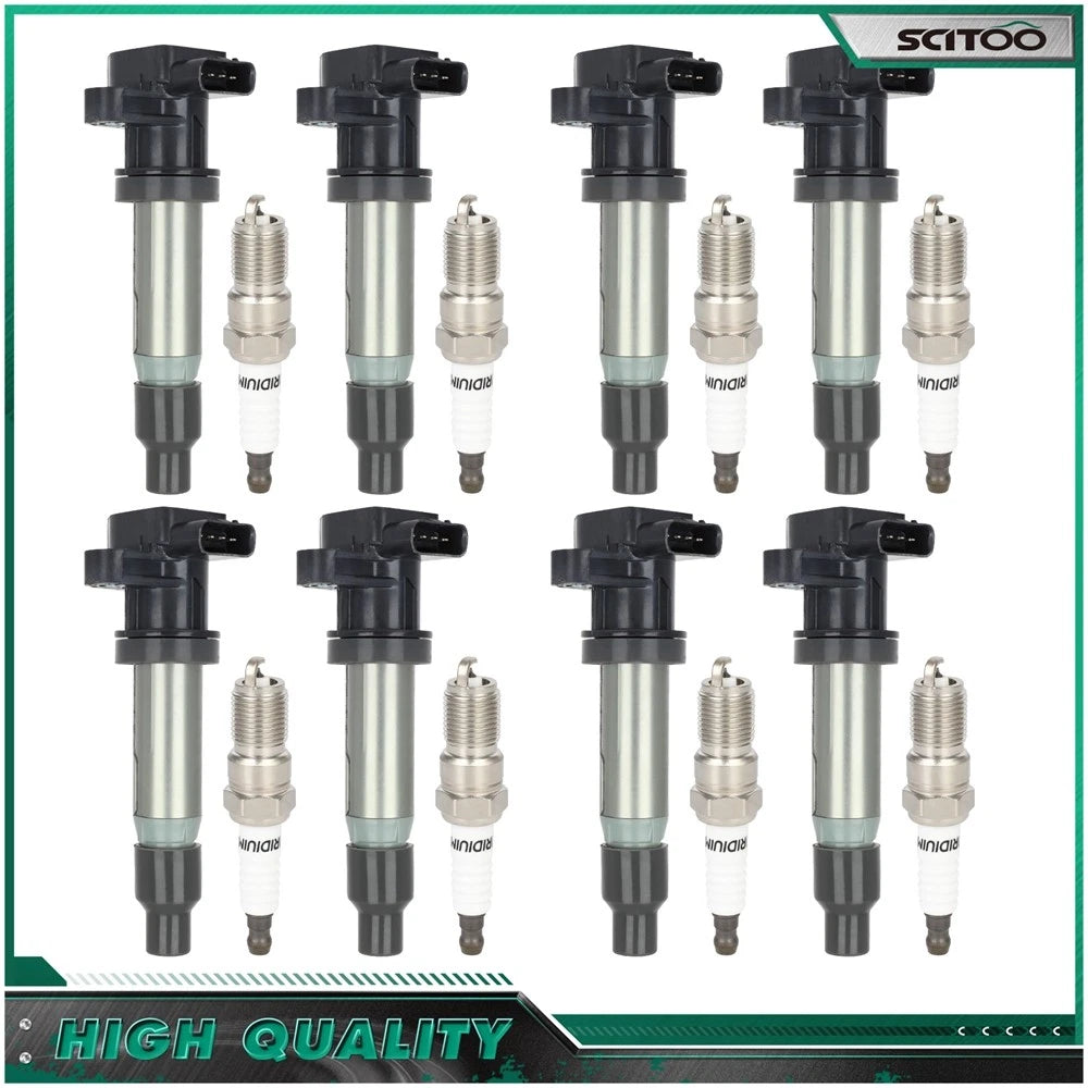 Set of 8 Ignition Coils & Spark Plugs for Buick Lucerne Cadillac DTS (2007–2011)