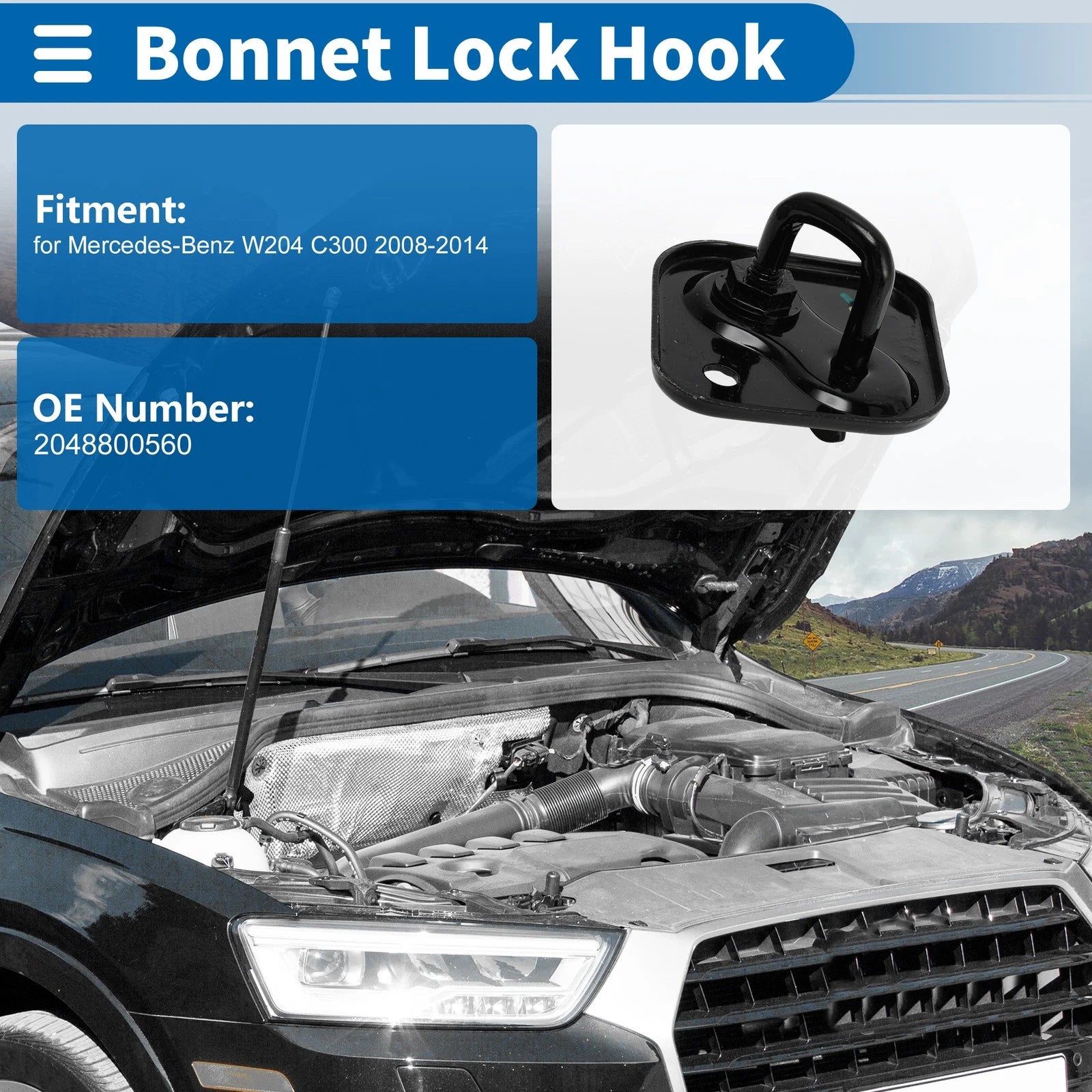 Hood Latch Assembly for Mercedes-Benz W204 C300 (2008–2014) No. 2048800560