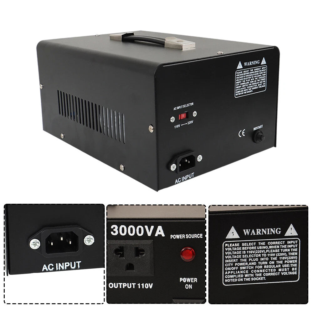 Voltage Transformer 3000W Step Up/Down Converter for US (110-240V)