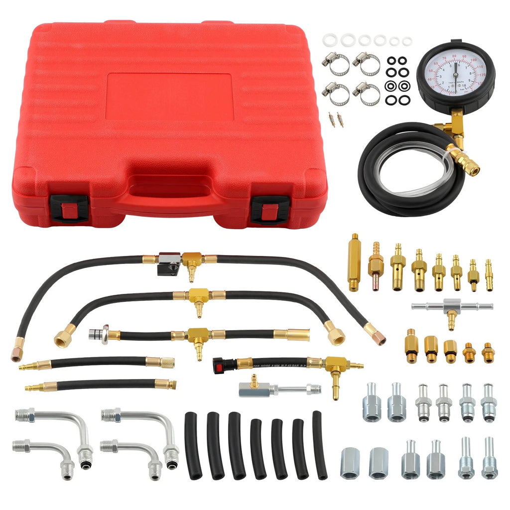 Fuel Injection Pressure Tester Gauge Tool Set for Gasoline Engines (0-140 psi)