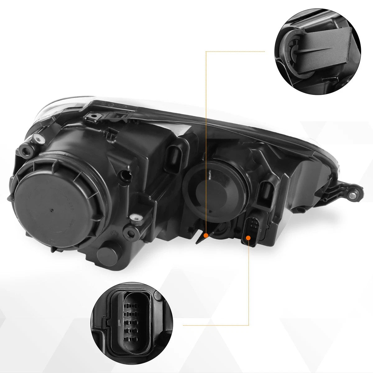 Headlight Replacement for Volkswagen Jetta MK5 (2005–2010) Black Housing Clear Corner