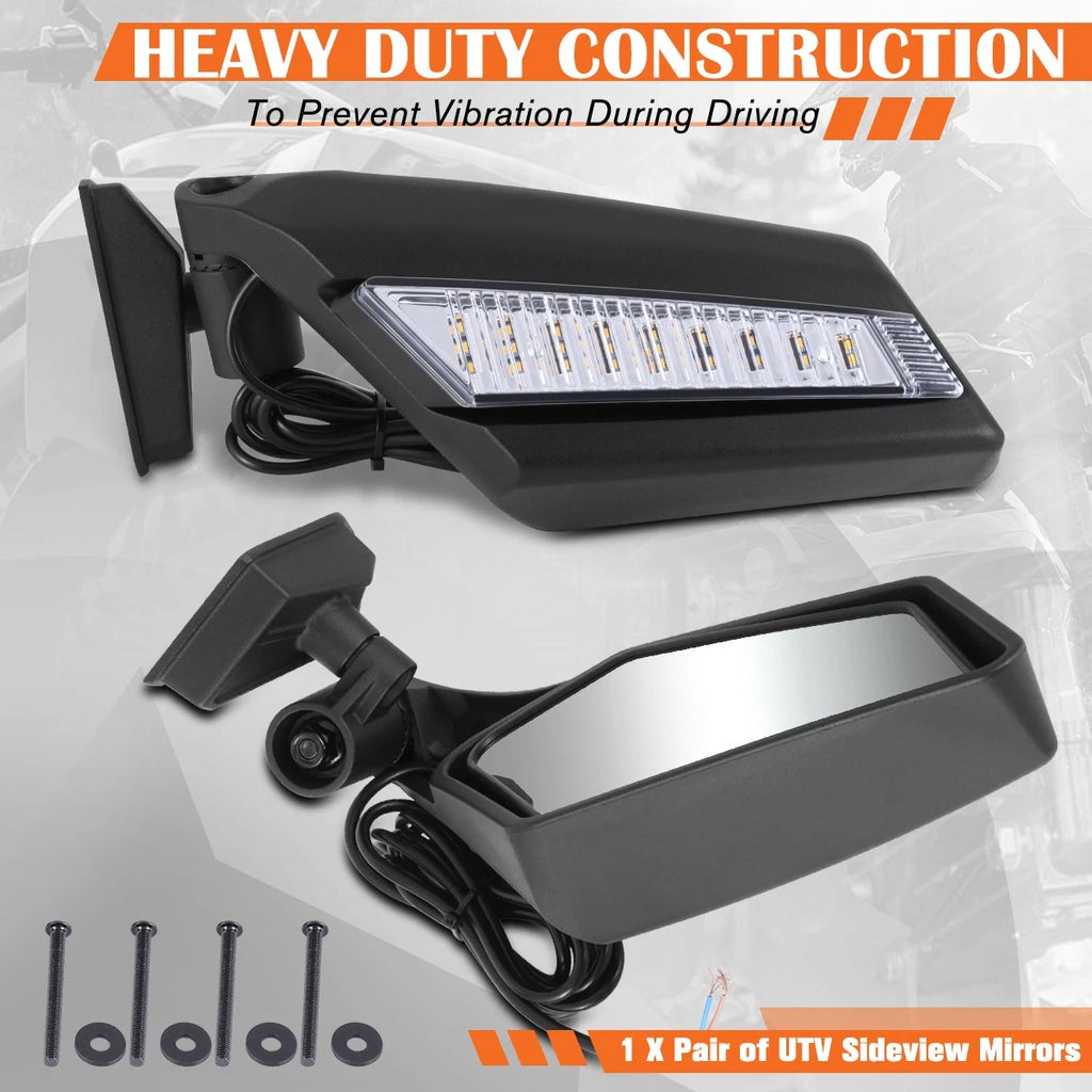 2Pcs Convex Rear View Side Mirrors w/ LED for Can-Am Maverick X3 (2017–2023)