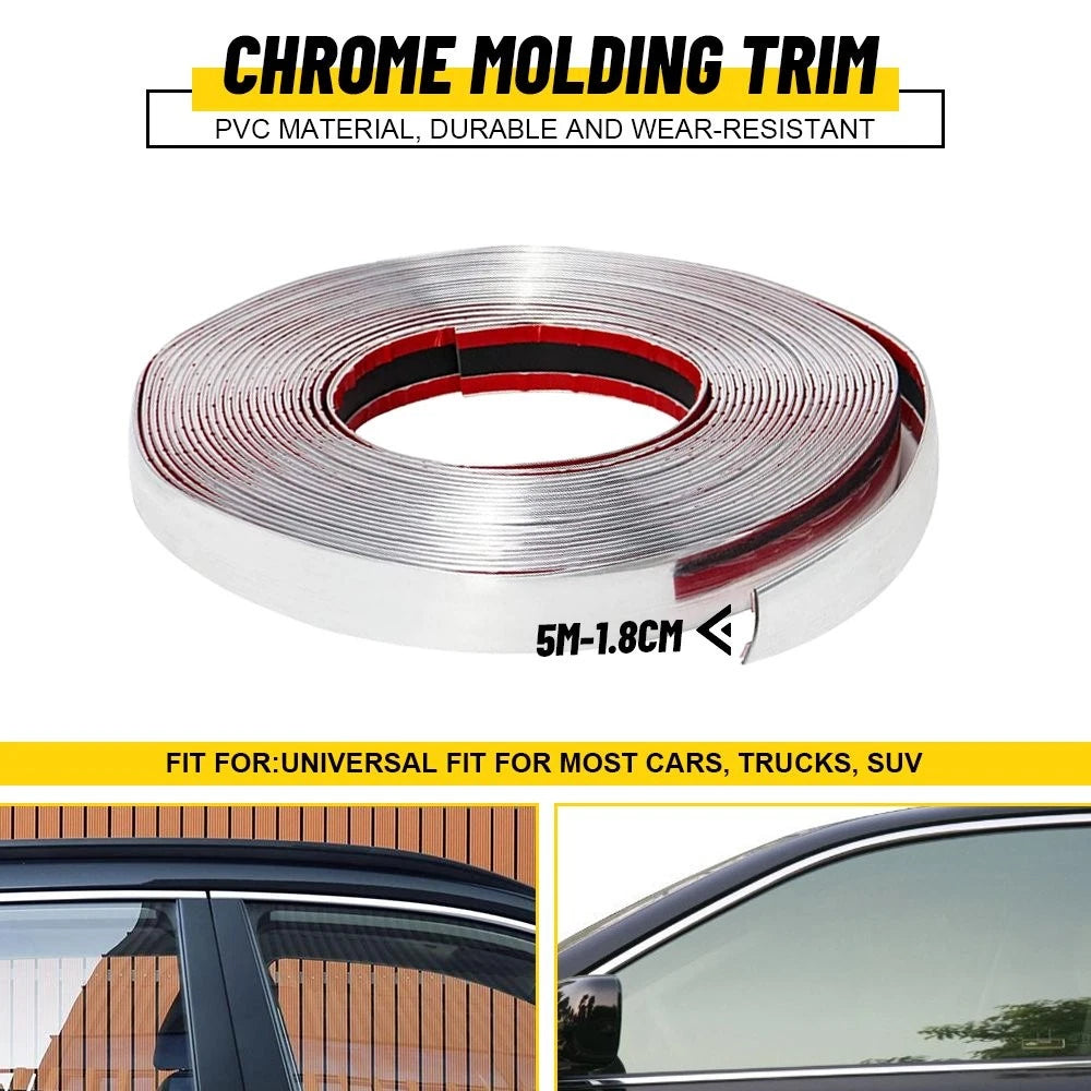 Chrome Trim Molding Strip for Car Door Window Bumper (16ft)