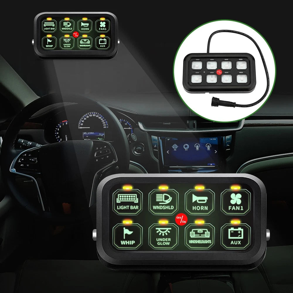 8 Gang Switch Panel for Universal Off-Road Truck UTV ATV RV (12–24V)