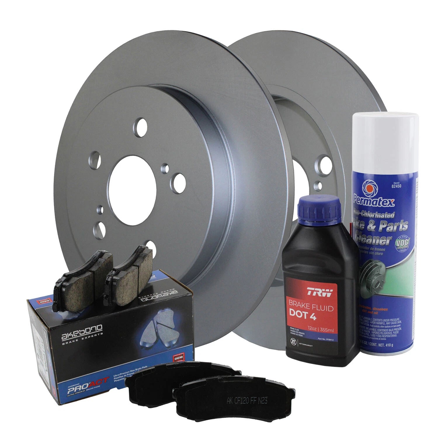 Rear Brake Kit 259mm Rotors & Akebono Ceramic Pads for CT200h, Corolla, Matrix, Prius (2011–2017)