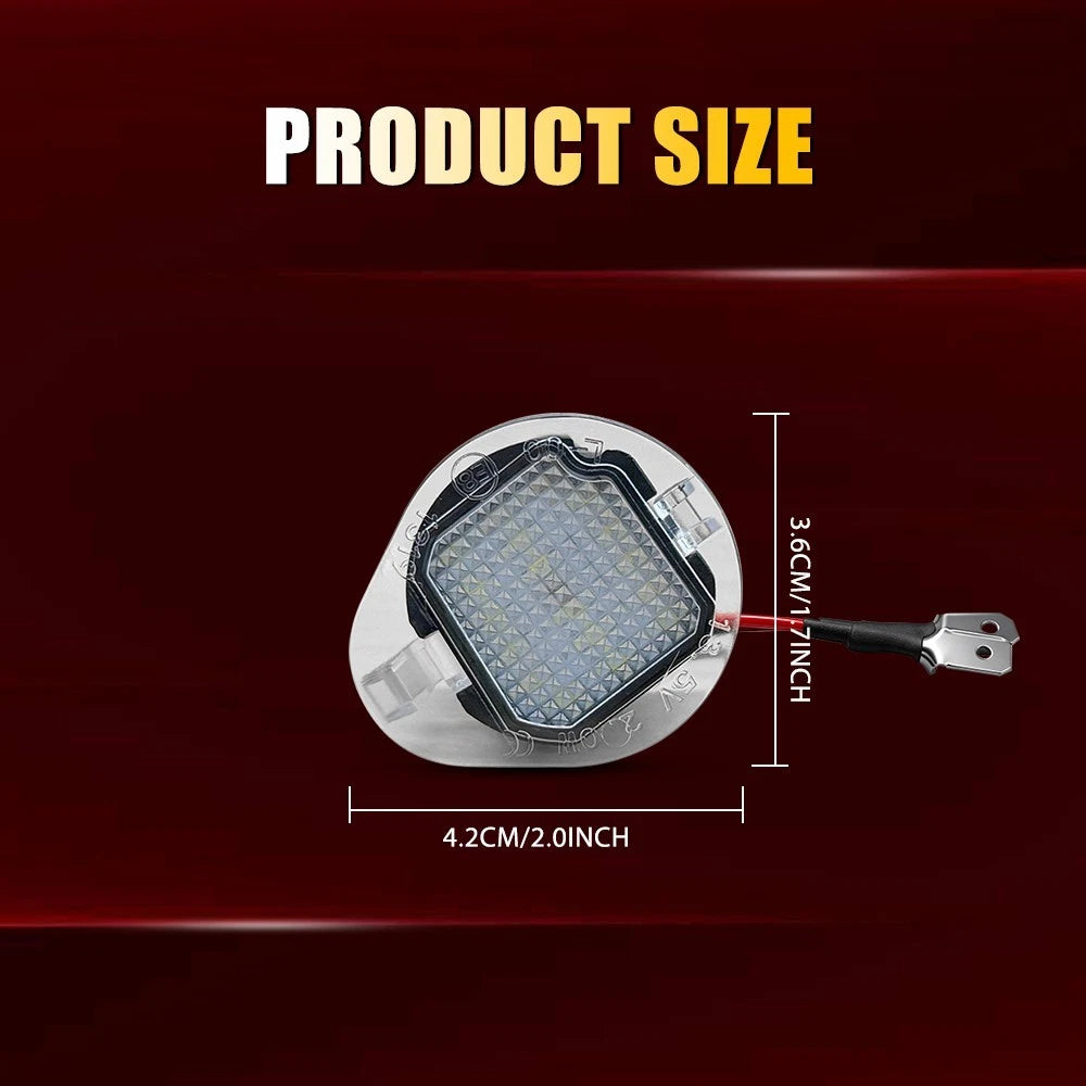 2X LED Under Side Mirror Puddle Lights for Jeep Cherokee (2014–2023) Dodge Dart (2013–2016)