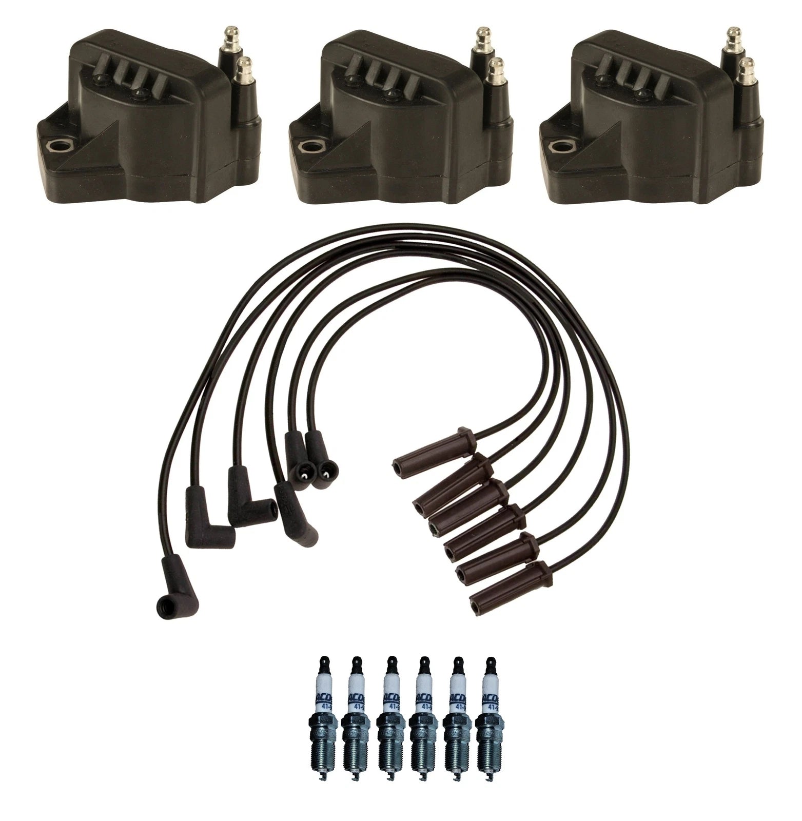 Set of 3 Ignition Coils & 6 Spark Plugs for Firebird Camaro (3.8L VIN K)