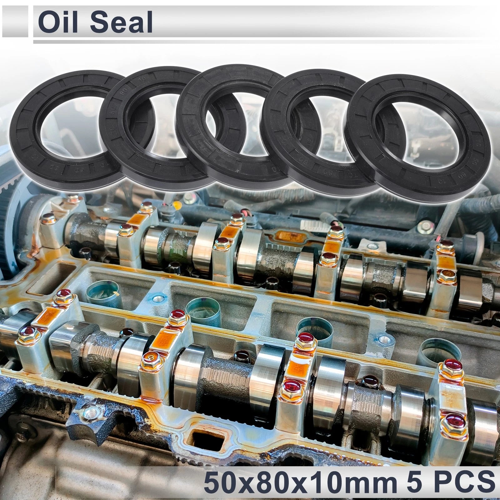 Set of 5 Oil Seal Rotary Shaft Seal NBR Rubber 50x80x10mm