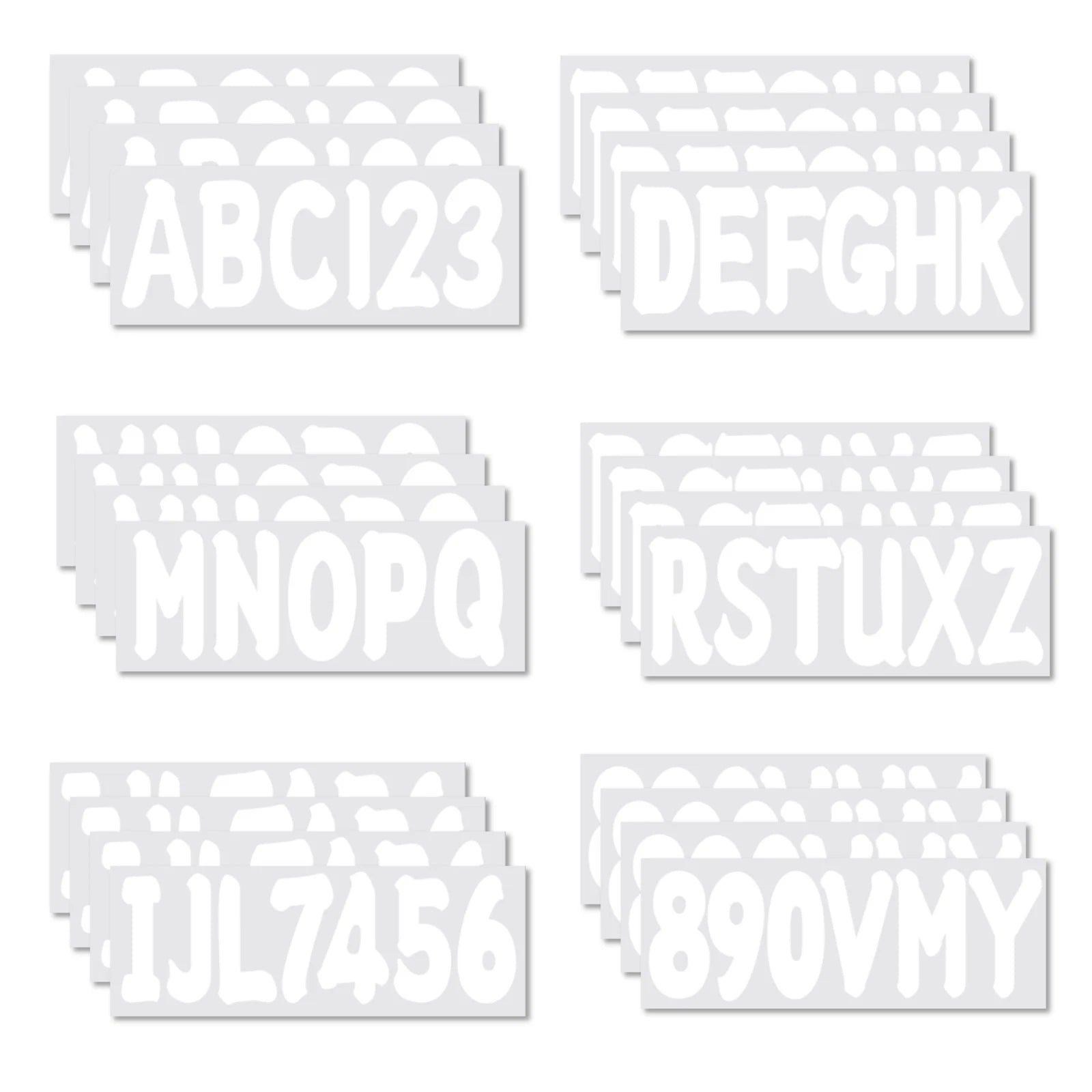 Set of 4 Personalized Boat Registration Decals A-Z & 0-9 White