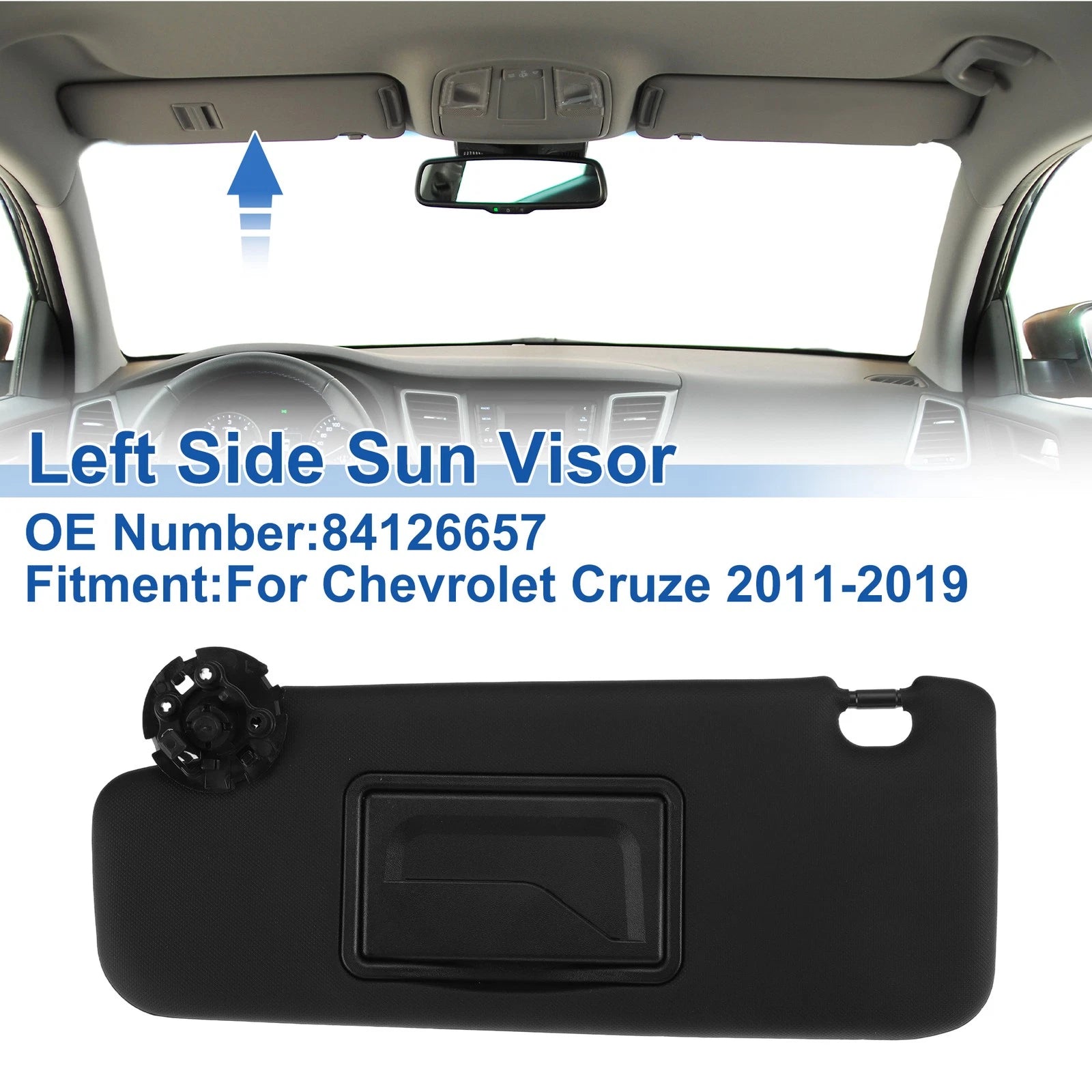 Left Side Sun Visor for Chevrolet Cruze (2011–2019) No. 95034253 Black