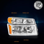 Bumper Headlight Lamps for Chevy Colorado/GMC Canyon (2004–2012) Amber Chrome