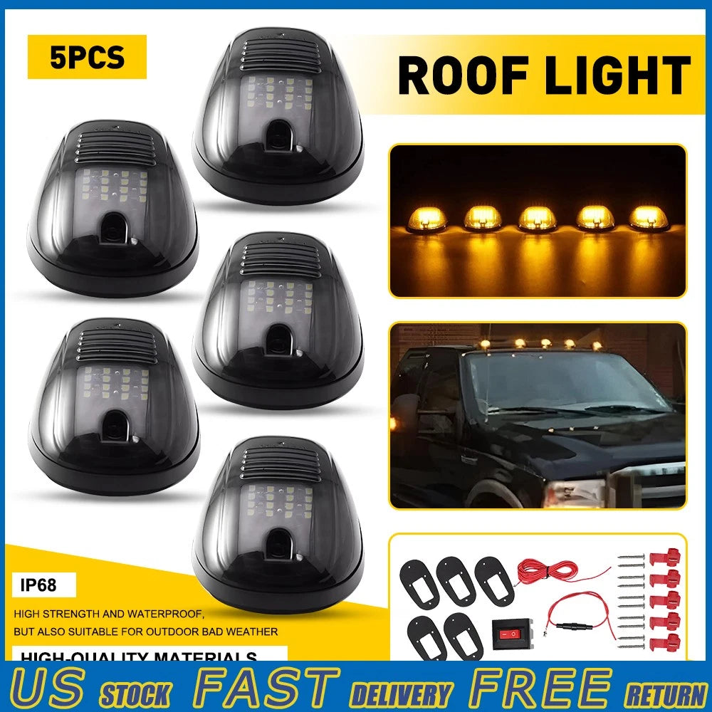 5X LED Top Cab Marker Roof Lights Amber for Dodge Ram 1500 2500 3500 (2003–2018)