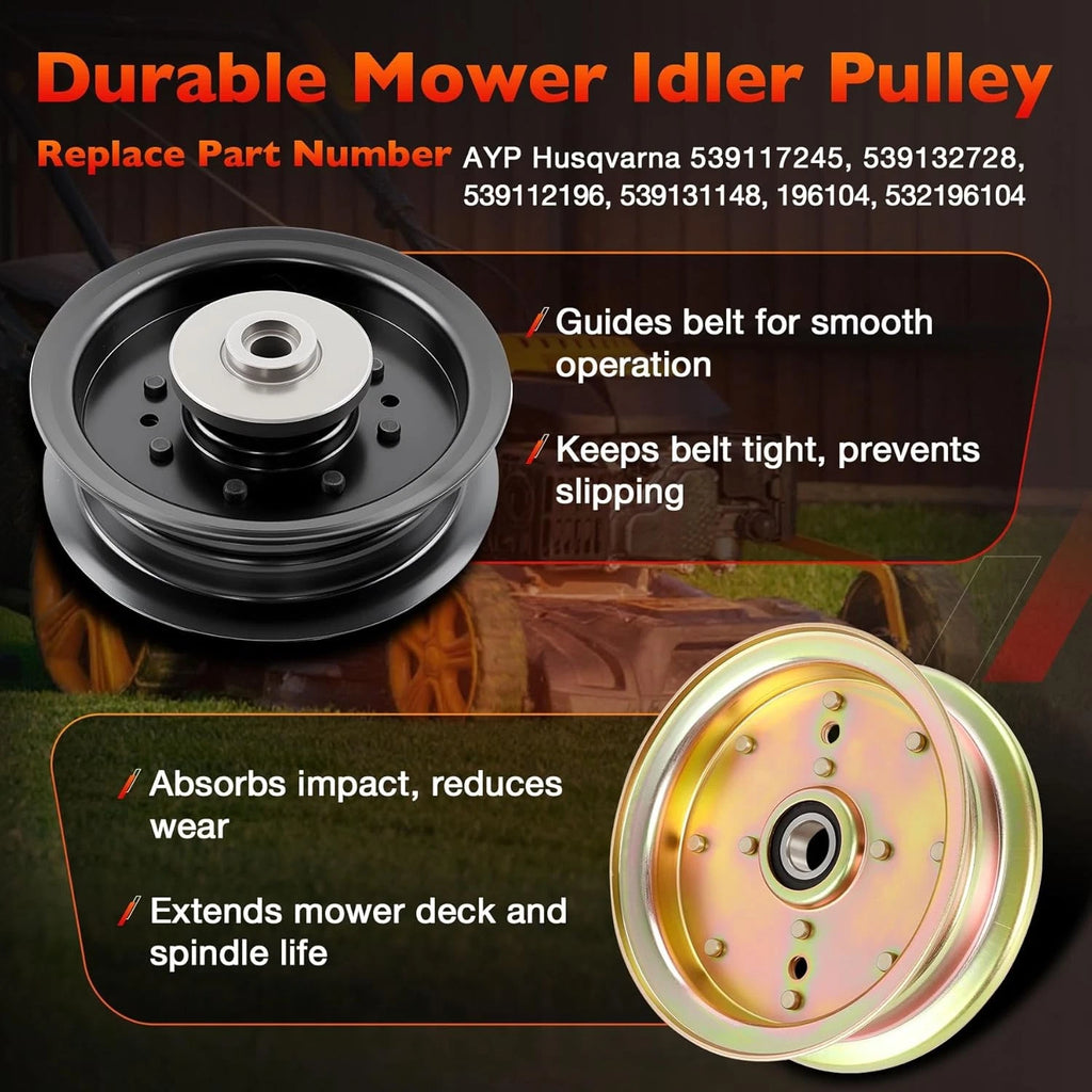 Mower Blade Spindle Belt Wheel Idler Kit for Husqvarna RZ4623 RZ46i Z246 (2010–2023)