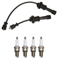 Denso 7mm Wire Set & 4 Double Platinum Spark Plugs for Hyundai Kia 2.4L