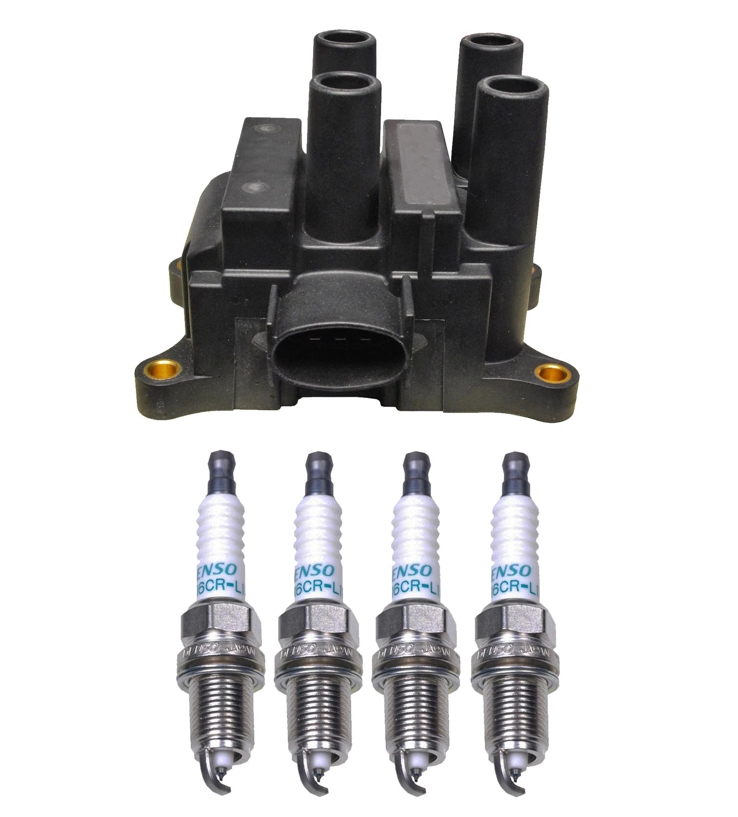 Denso Ignition Coil & 4 Iridium Spark Plugs Kit for Mazda 2.0 L4