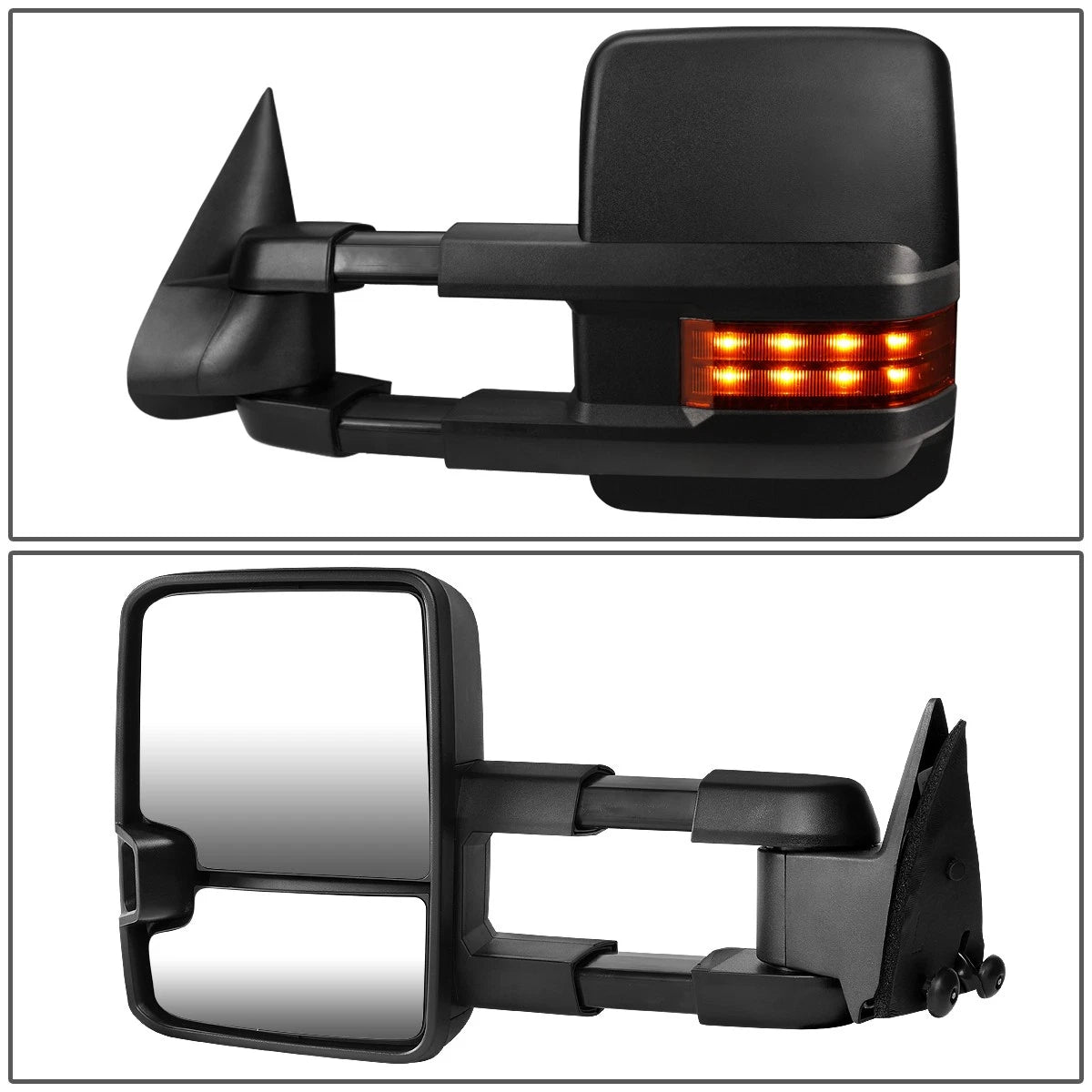 Pair Powered Amber LED Turn Signal Side Towing Mirror for Chevy GMC C/K (1988–2002)