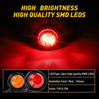 Set of 2 Round Side Marker Lights for Pickup Truck (LED Amber Red)