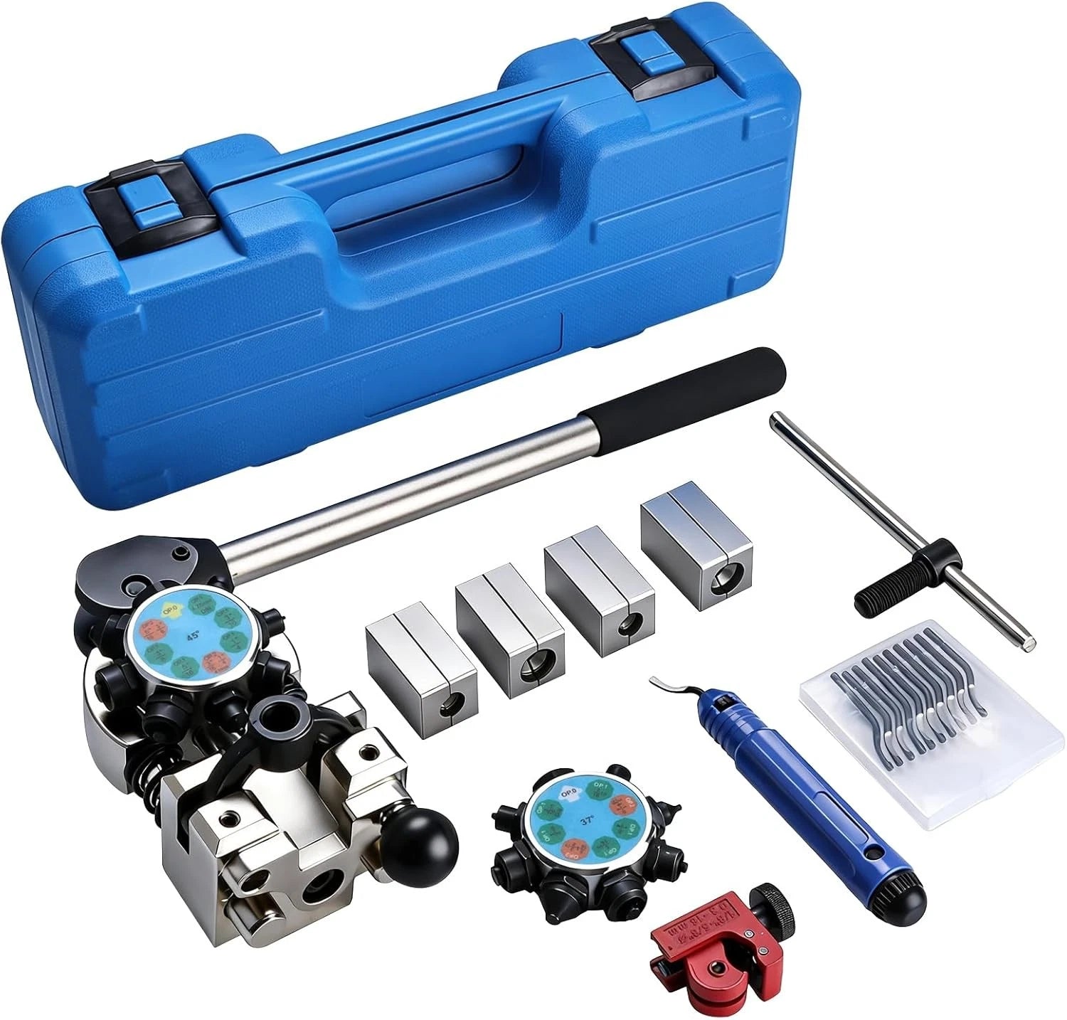 Brake Line Flaring Tool Kit for 3/16", 1/4", 5/16", 3/8" (Single Bubble, Double Flare)