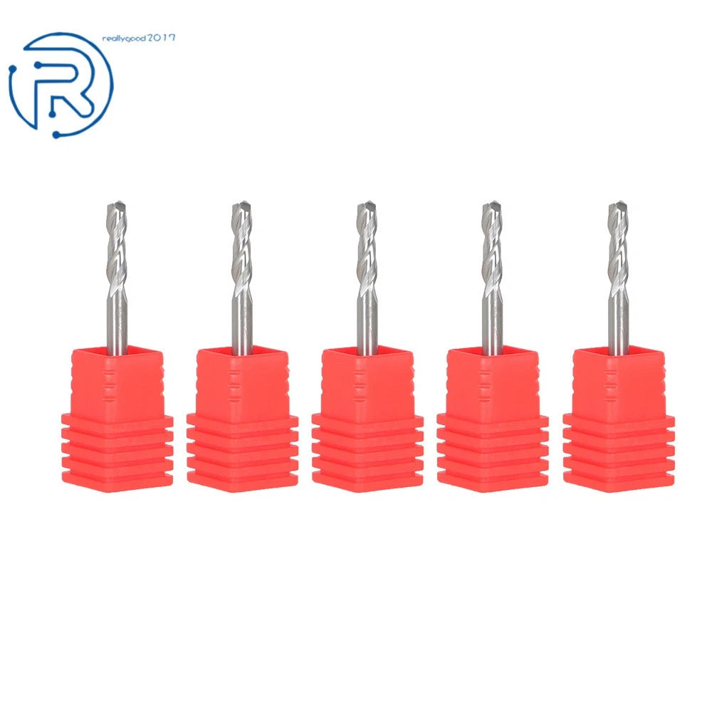 5 Pack 1/8" Carbide End Mill for Various Applications (1/2" Cut, 1-1/2" Overall)