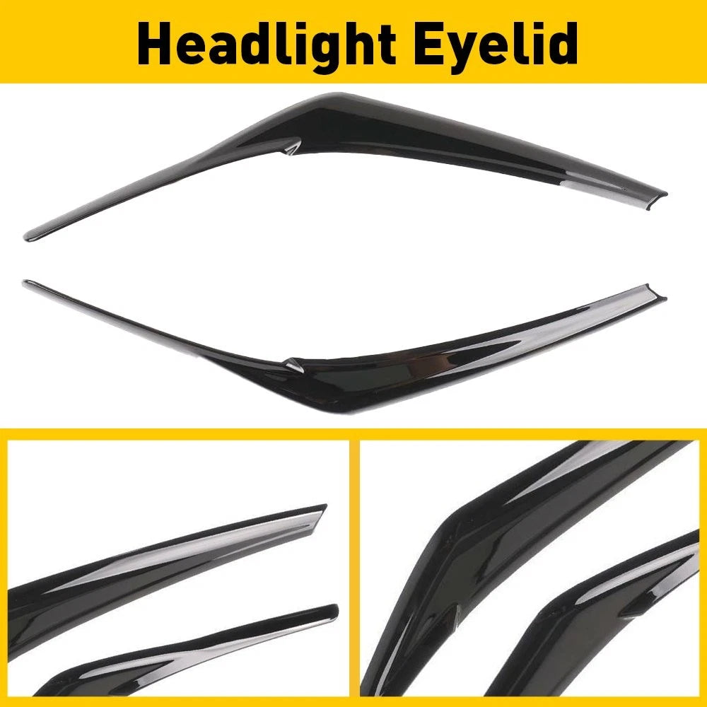 Gloss Black Headlight Eyelid Eyebrows Covers for Toyota Camry (2018–2022)