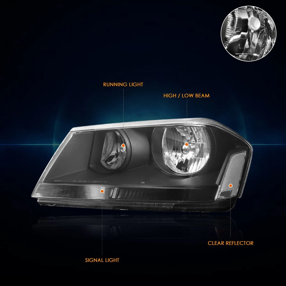 Headlight for Dodge Avenger (2008–2014) - Black Housing, Clear Corner
