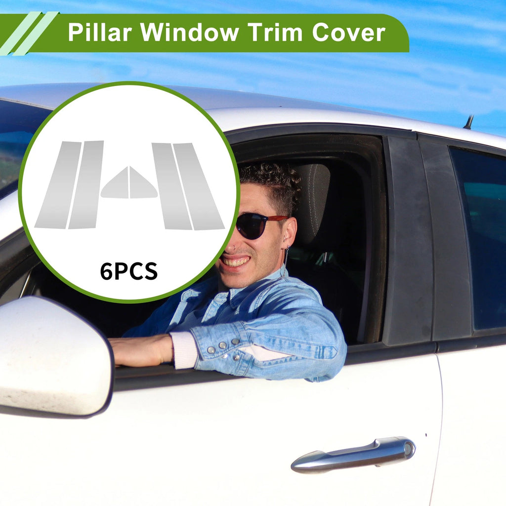 Set of 6 Door Pillar Window Trim for Chevy Silverado (2019–2024) Silver Tone