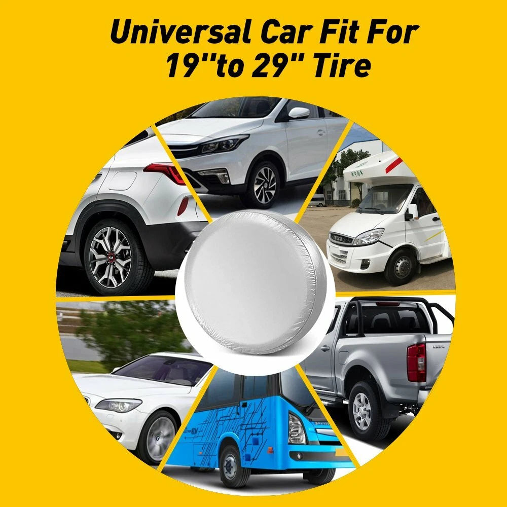 12"-15" Silver Spare Wheel Tire Cover for Universal Cars (Fits 27"-29")