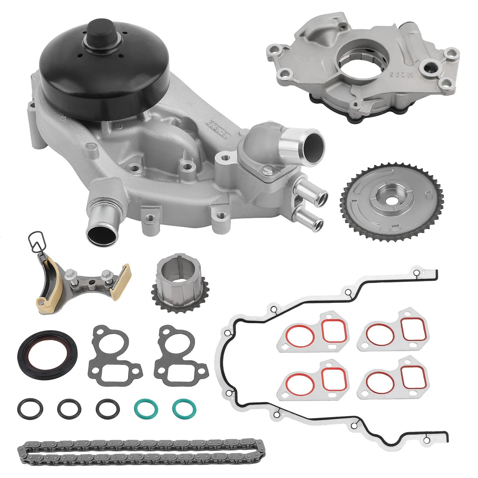 Timing Chain Kit with Cover, Oil & Water Pump for Cadillac GMC Chevrolet 5.3-6.2L