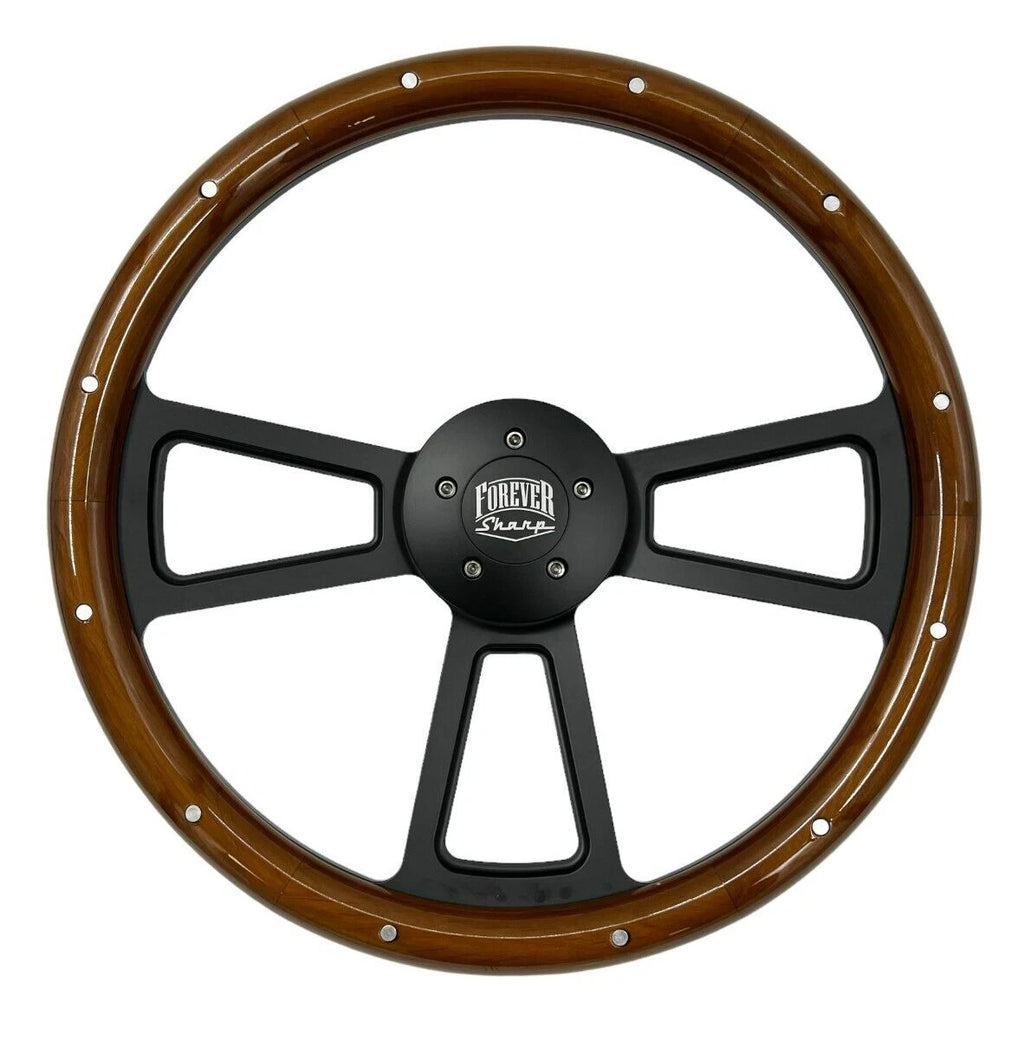 Steering Wheel Wrap Replacement for Peterbilt Kenworth 18 Inch Dark Wood