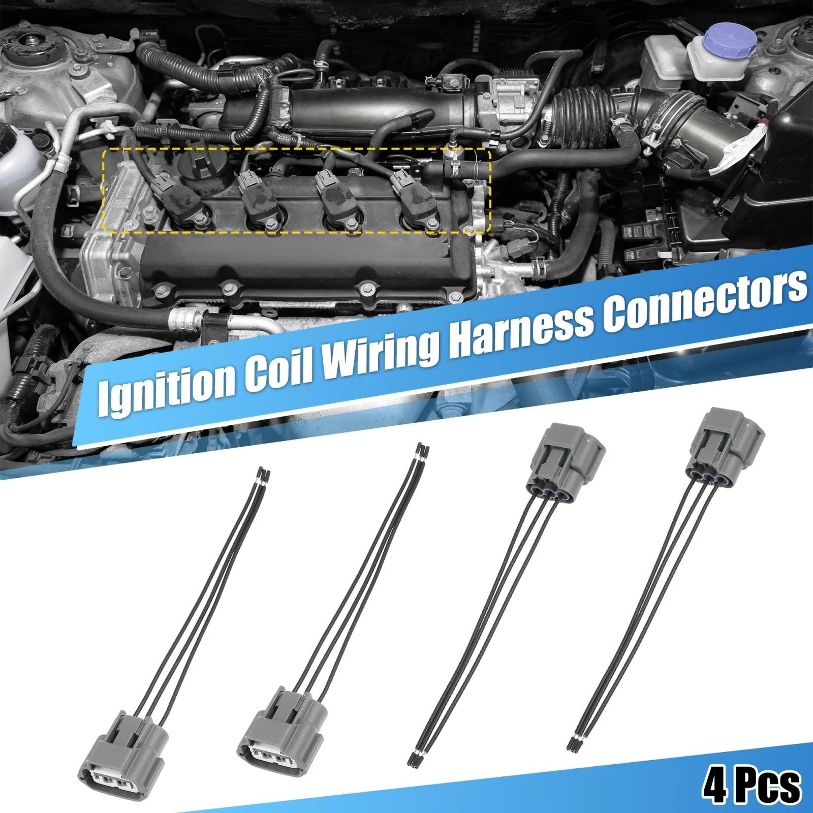 Set of 4 Ignition Coil Connectors for Nissan J48817102 