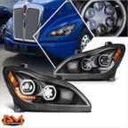 LED DRL Halo Ring Projector Headlights for Kenworth T680 (2022–2025)
